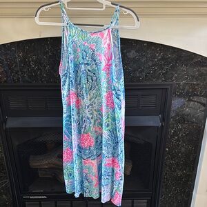 Lilly Pulitzer Blue and Pink Tropical Dress